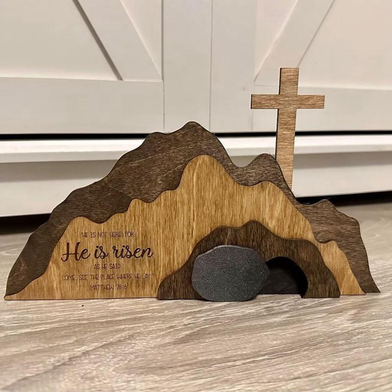 Empty Tomb Easter Decor Wooden Ornaments Resurrection Scene And Crosses Wooden Decoration Set Tomb Easter Tray Bundle Kit