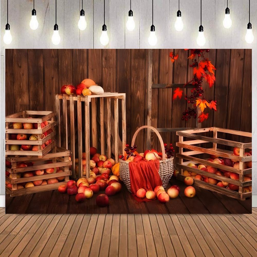 Autumn Fall Maple Leaves Photography Backdrop Child Party Glitter Road Harvest Pumpkin Forest Decor Background Props12