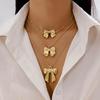 Simple 3D Bow Tie Multi Layer Chain Pendant Necklace Jewelry for Women Girls Party Commute Sweet Style Bijoux