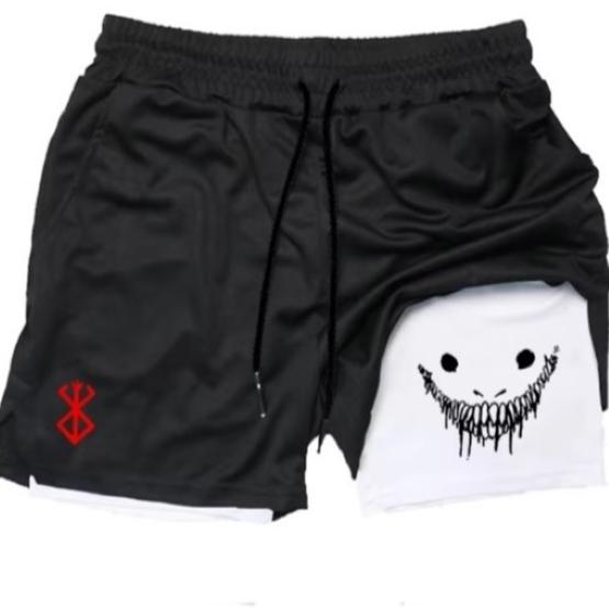 Berserk Muay Thai Kick Boxing UFC MMA Mixed Marcial Art Shorts Anime Men Women Unisex Double Layer Quick Dry Breathable Sport Gym Fitness Workout