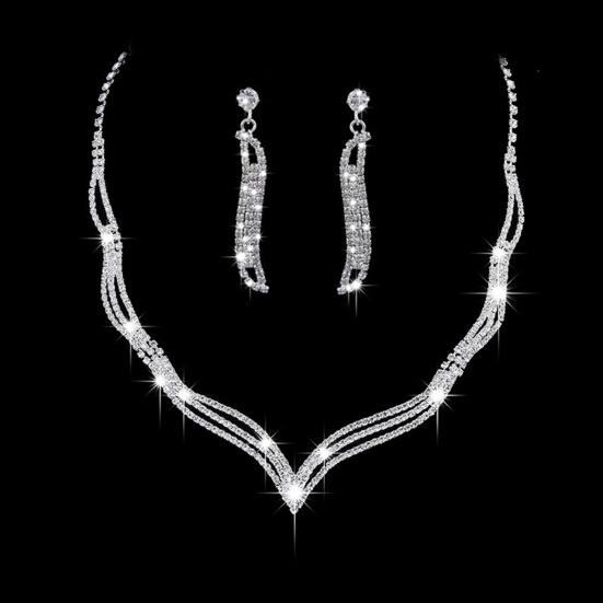 Большой комплект свадебных серег и ожерелья, гладкий, красивый, нежный