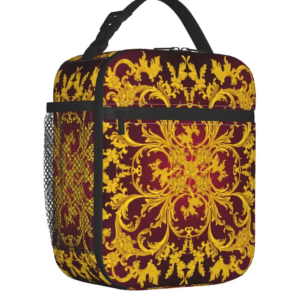 Роскошные европейские ланч-пакеты с черепом, барочным цветочным узором, термоизолированные, в стиле рококо, многоразовые, термосумка-холодильник, ланч-бокс, для детей в школу
