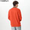INCERUN Oversized Men O Neck Long Sleeve Letter Print Loose Casual Tops