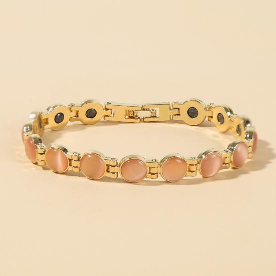 Браслет для магнитной терапии, позолоченный, снимает усталость, ювелирные изделия, блестящий камень «кошачий глаз»