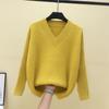 Women Basic V Neck Sweater Warm Thick Loose Pullovers Solid Jumper Casual Top Autumn Winter