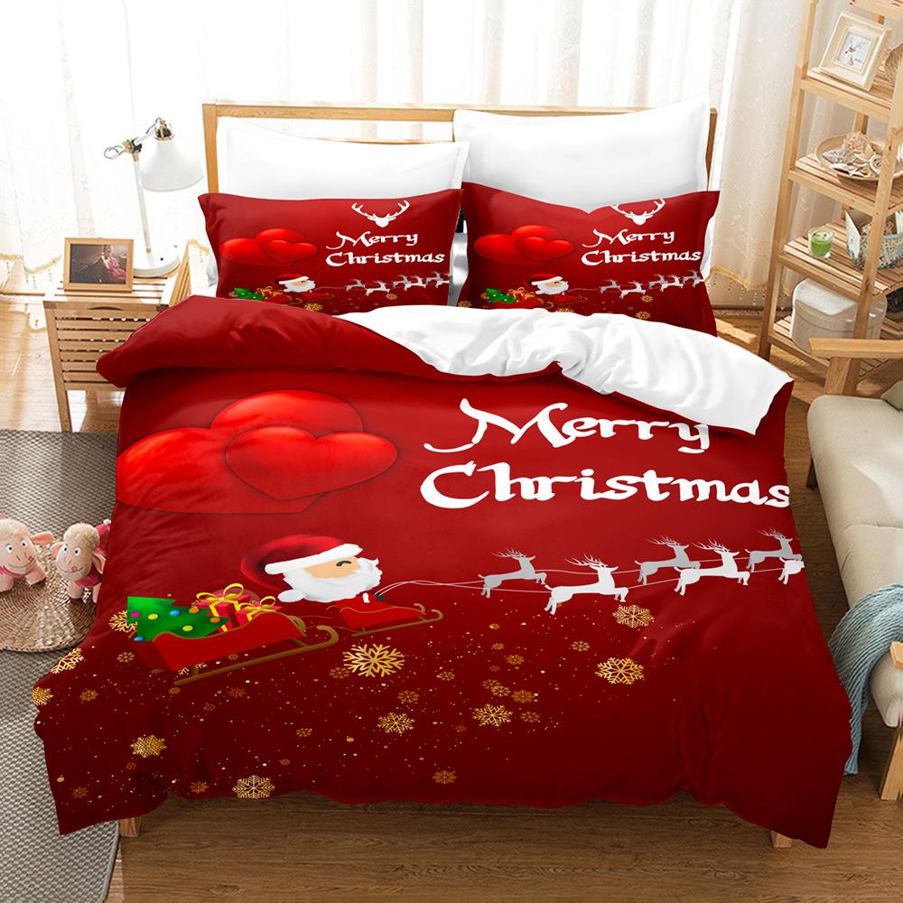 3D Merry Christmas Комплект постельного белья King Queen Bed Down Пододеяльник Наволочка 2/3 шт. Покрывало Happy New Year Роскошный домашний текстиль Подарок