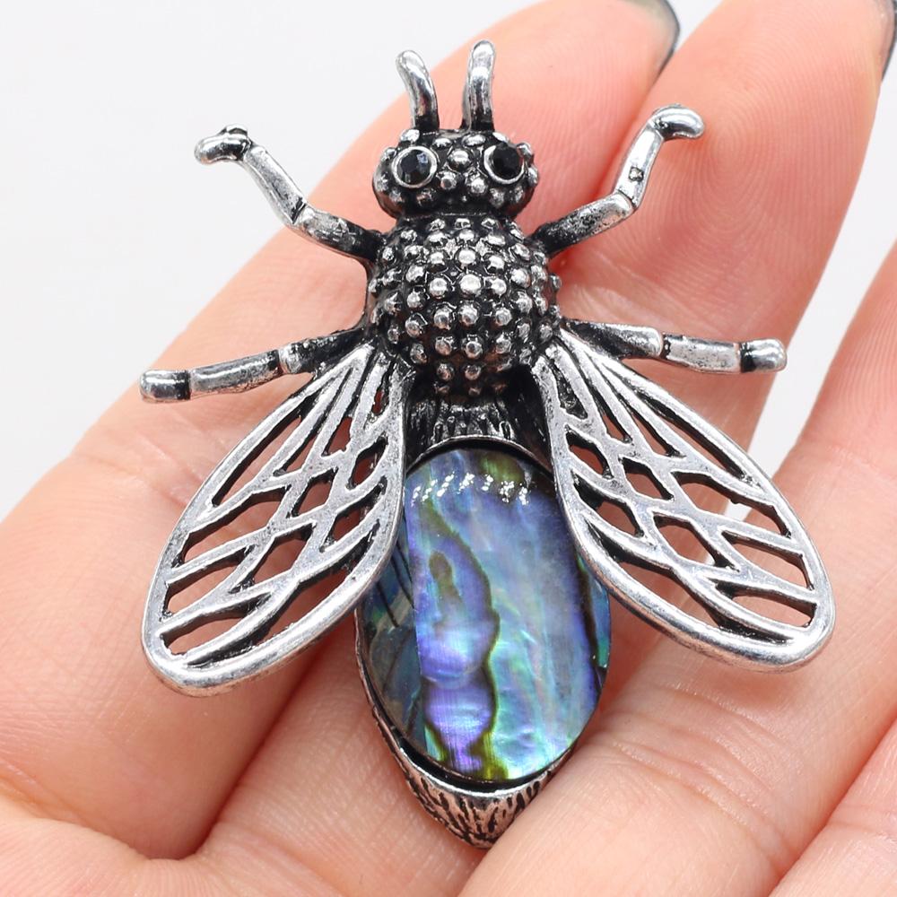 Women Brooch Natural Stone Bee-Shaped Pendant For Jewelry Making DIY Necklace Bracelet Clothes Shirts Accessory