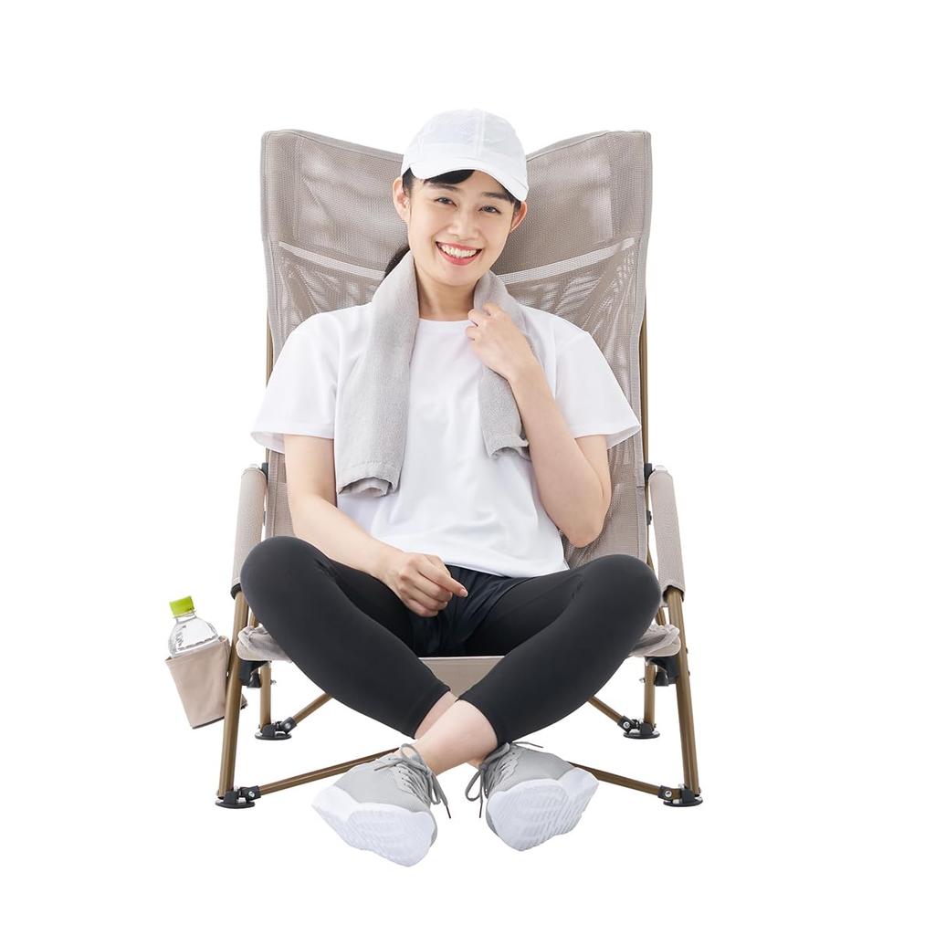 LOGOS Teslin King Agra Chair 73311202, Outdoor Folding Camping Chair, Bonfire Chair, 120kg Weight Capacity