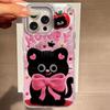 Чехол для iPhone 16 15 13 Plus Pro Max 7 14 Pro 5G Чехол для телефона Розовый Мультяшный Буква Милый Кот Силиконовый Для iPhone 16e Задние Крышки