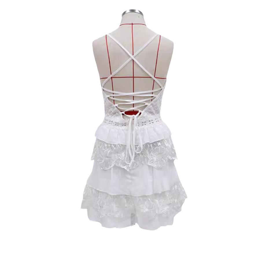 Летняя новая женская одежда, сексуальная юбка-торт с открытой спиной и бретельками, короткая