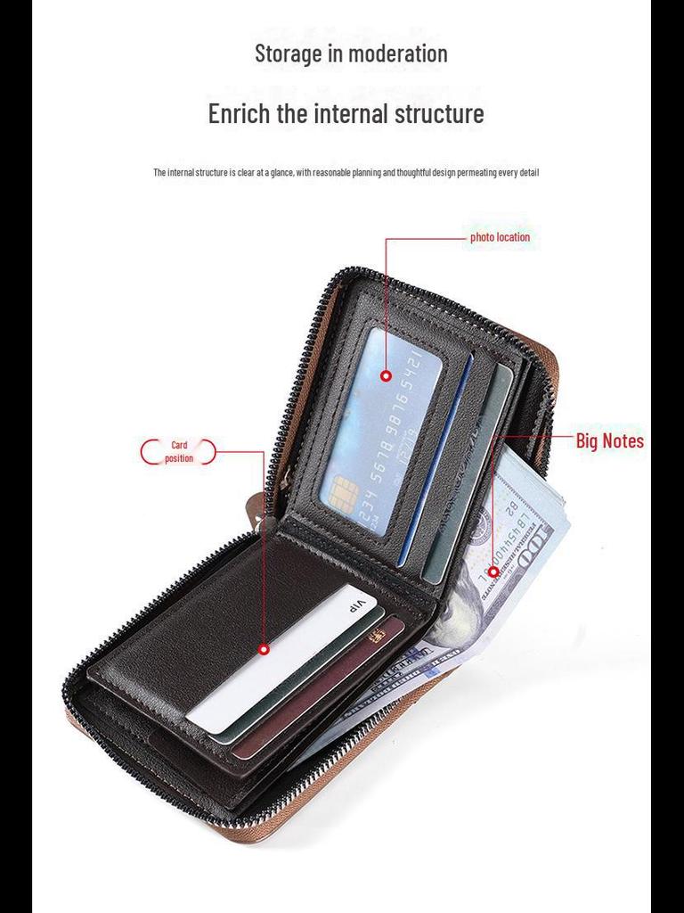 Мужской классический многофункциональный кошелек: Стильный, компактный и прочный, с несколькими отделениями для карт и кошельком для монет