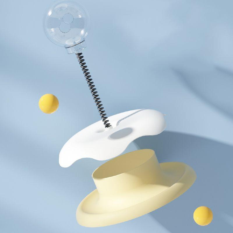 New Cat Feeder Toy for Indoor Cat Slow Feeders Spring Toy Funny Track Ball Roller Turntable Exercise and Playing