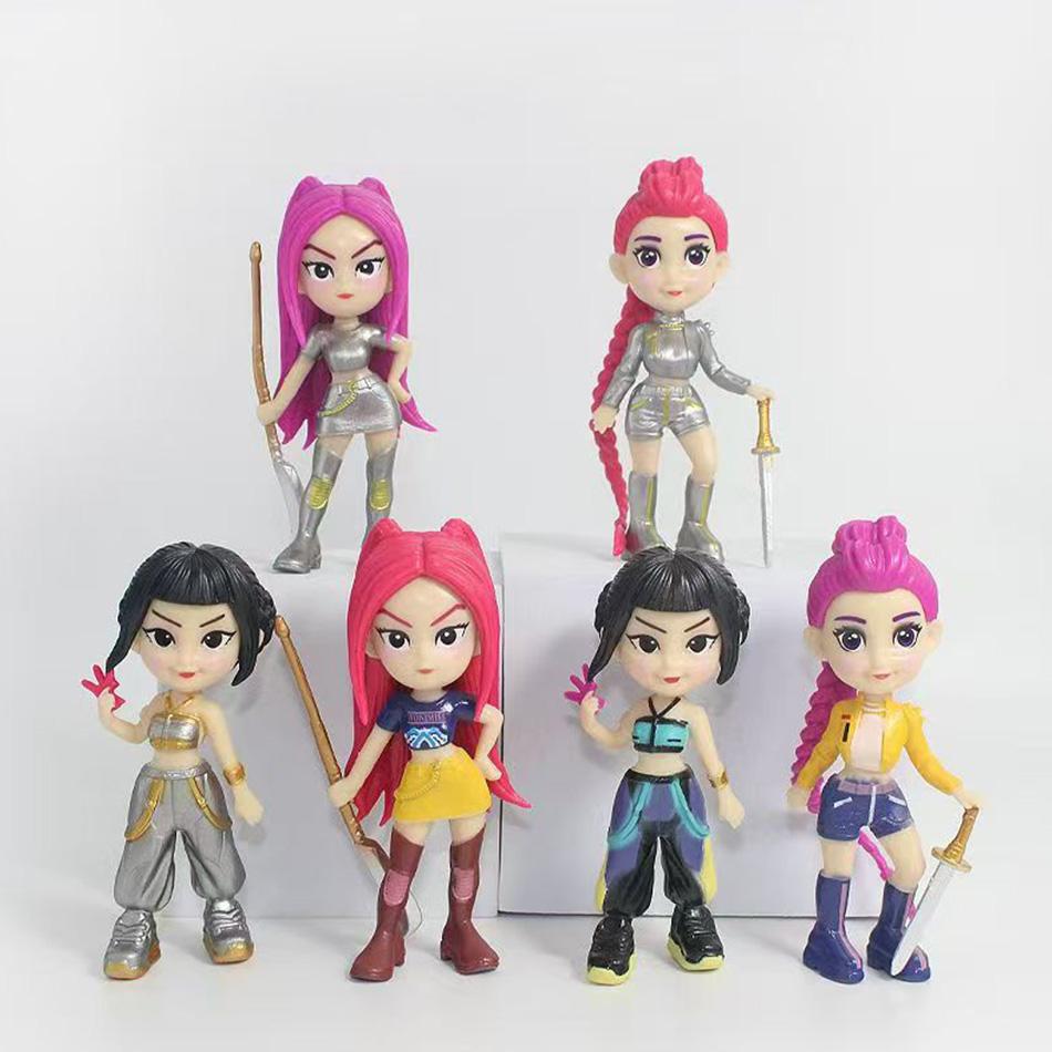 Набор из 6 фигурок Аниме Kpop Серия Охотники на демонов Настольные статуэтки Украшение для Хэллоуина Рождества Подарки для детей