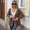 Женская Модная Повседневная Осень Зима Куртки Пальто с Длинным Рукавом