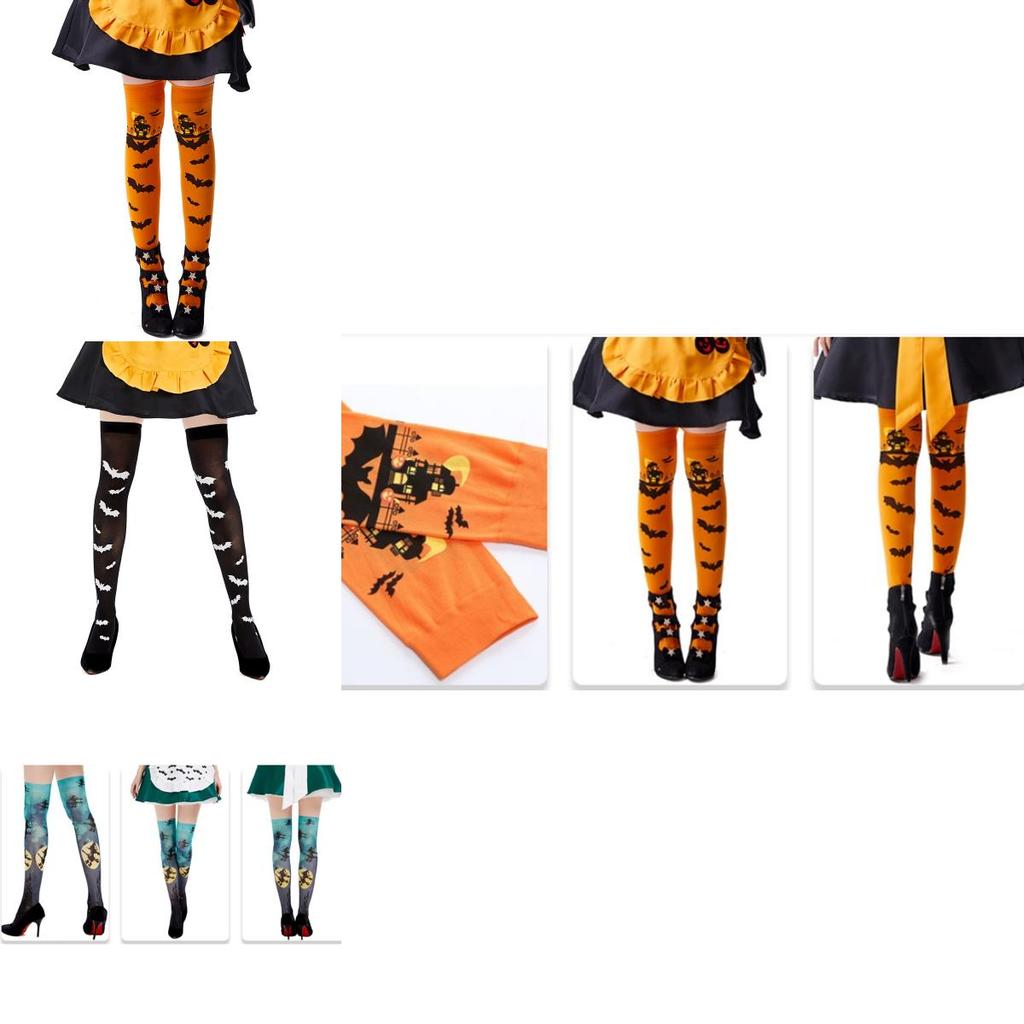 Хэллоуин Женские Гольфы выше колена с принтом летучих мышей Косплей Костюм Удобный полиэстер