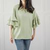 Summer New Double-layer Lotus Leaf Sleeve Crew Neck Shirt Women's Casual Loose Top Women's