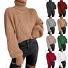 Women's Fashion High Neck Knit Pullover Top Long Sleeve Casual Sweater