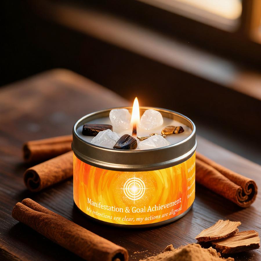 Ароматические свечи-3 унции, Аромат лаванды и ромашки с целебными кристаллами, Отлично подходят для праздничных подарков на Рождество/Хэллоуин и для домашнего декора