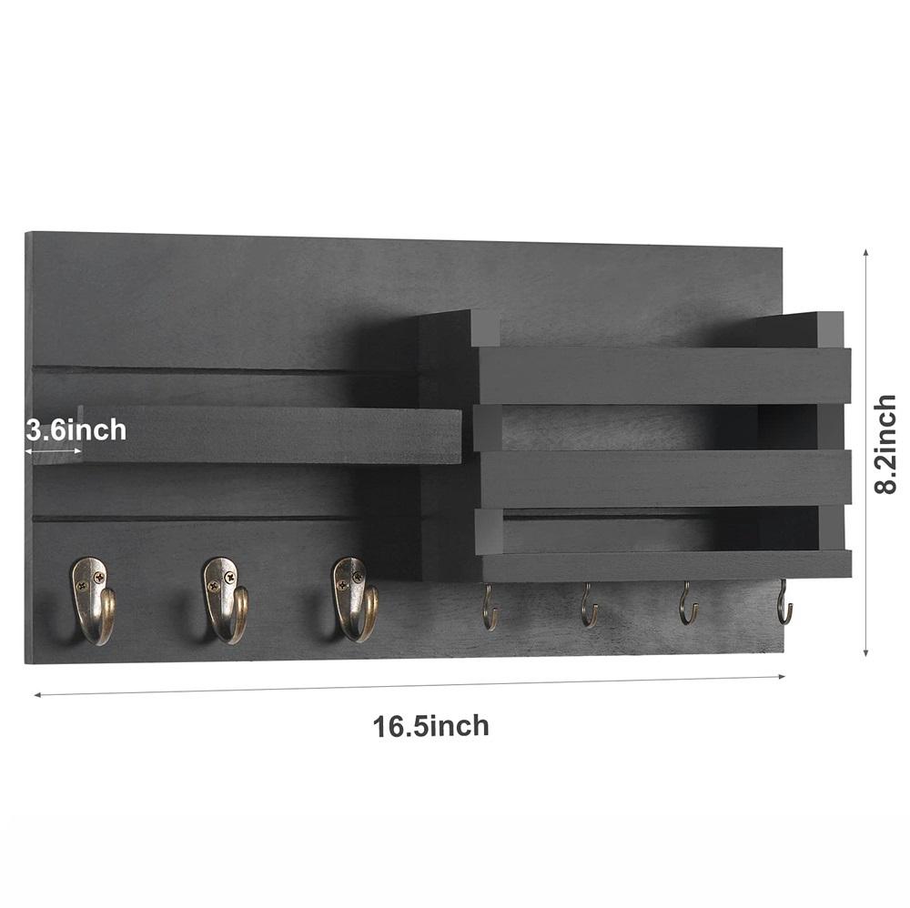 Rustic Wall Mounted Mail Organizer for Wall Entryway Decor Wooden Key Holder with Floating Shelf for Hanging Coats Dog Leashes