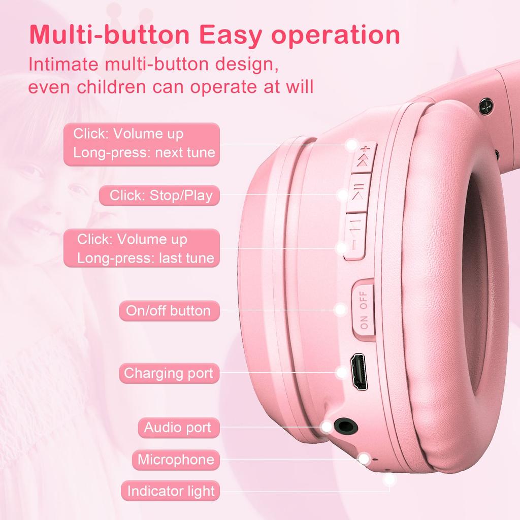 B90 Bluetooth кошачьи наушники, беспроводной и проводной режим складная гарнитура с микрофоном, RGB светодиодная подсветка, для девочек школьные игровые мобильные телефоны ПК планшет