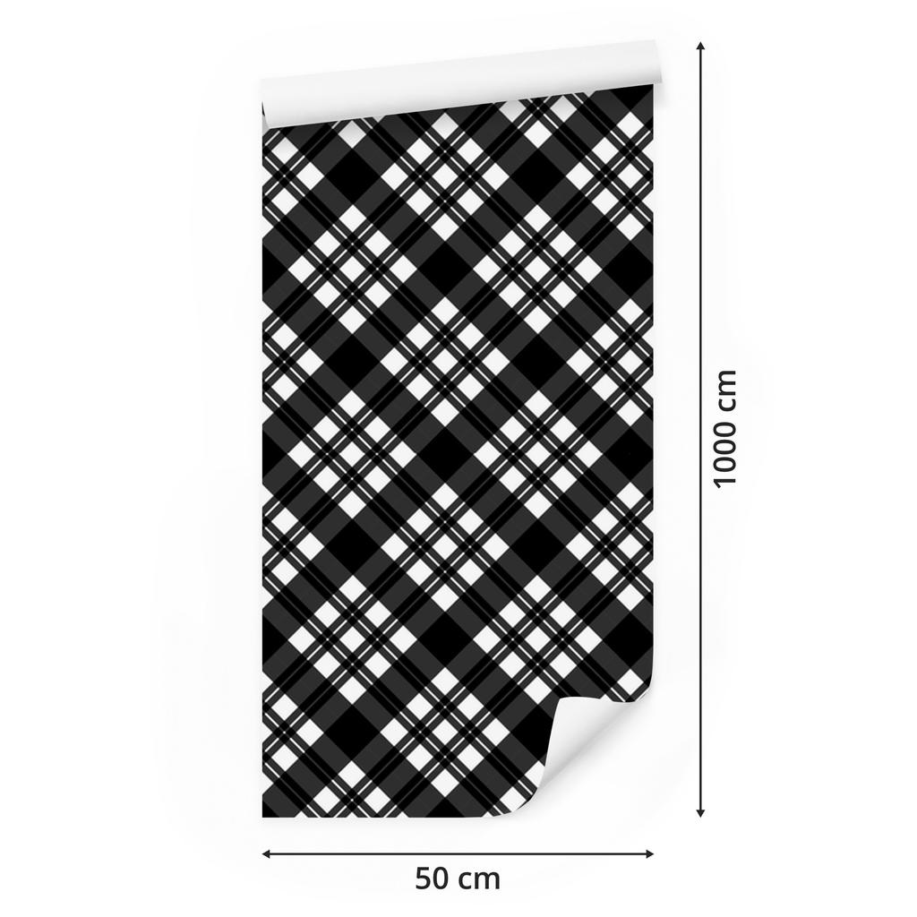 Wallpaper Black and white checkered graphite and gray 50x1000