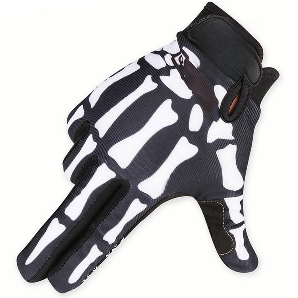 Skeleton Cycling Gloves MTB Bike Motorcycles Gloves Warm Gloves Anti-Slip Gel Bicycle Gloves Shock Absorption Finger Bone Gloves for Cycling Riding