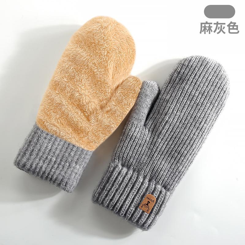 New Winter Thermal Gloves Women's Fleece Thickened Mittens Cycling Skiing Wool, Bag Cover Knitted Gloves