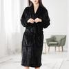 Men Women Plush Fleece Bath Robe Knee-Length Lapel Tie Design Water Absorbent Winter Loungewear Daily Wear Sleepwear