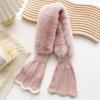 Winter Plush Scarf Woman Thick Fish Tail Wool Knit Cross Fur Collar Outdoor Cycling Neck Protect Cervical Spine Warm Scarve