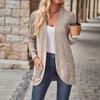 Women Ladies Solid Color Long Sleeve Length Cardigan Sweater Coat Top
