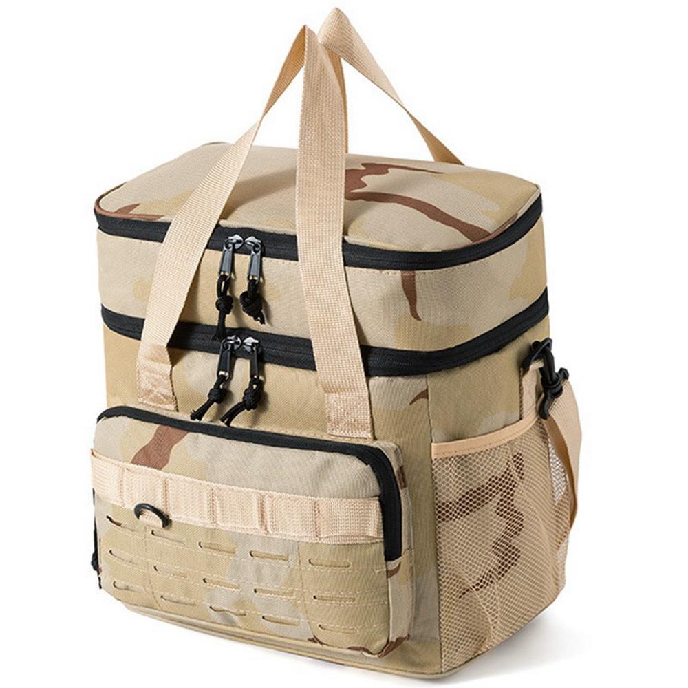 Camouflage Insulated Cooler Bag 19L Large Capacity Outdoor Picnic Tote Thermal Lunch Bag for Camping