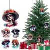 Car Acrylic Decor Halloween Skull Flower Hat Design Pendant For Auto Interior