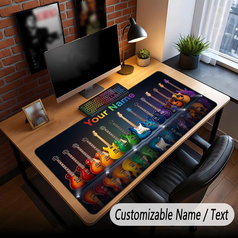 Music Guitar Theme Custom Mouse Pad Personalized With Name Text Customized Desk Mat For Office Home Decor