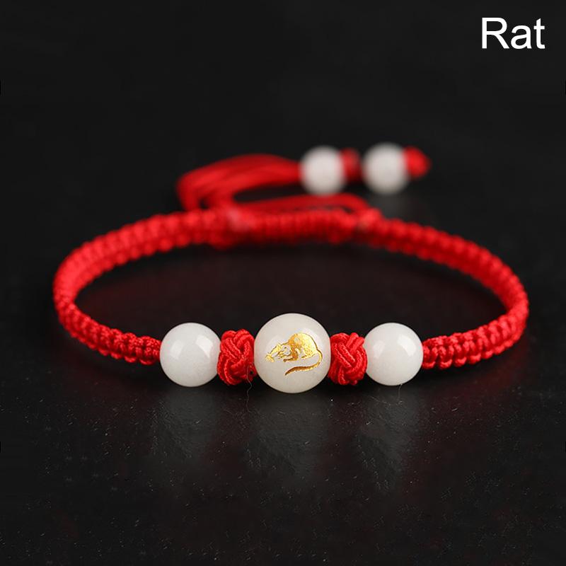1PC Wristband Red Rope Zodiac Signs Luminous Stone Braided Bracelets Handmade Lucky Unisex