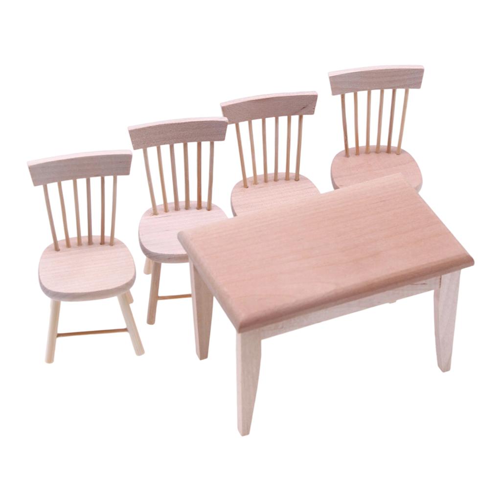 Handcrafted Miniature Wooden Table And Chair Set For Dollhouse Creative Play And Dining Room Scene Display Accessory