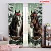 2pcs,2D Plane Printing Curtains Digital Printed Festive Horses Versatile 100% Polyester (without Rod) Decorations For Home Use