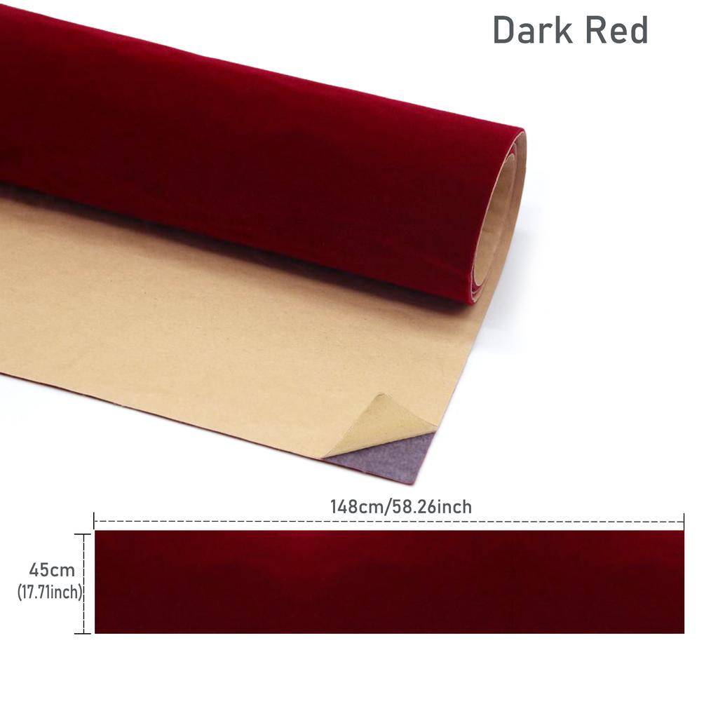Self-Adhesive Velvet Fabric Sheets, 45x148cm Flocked Non-Woven Felt for Jewelry Box Liner, DIY Crafts, Decoration, Package - 19 Rich Colors For Choose