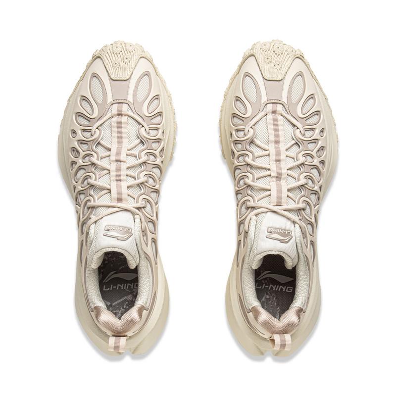 Li Ning Youxia Versatile Wear-Resistant Shock Absorbing Low-Top Casual Running Shoes Unisex Sneakers Beige AZGV087-2