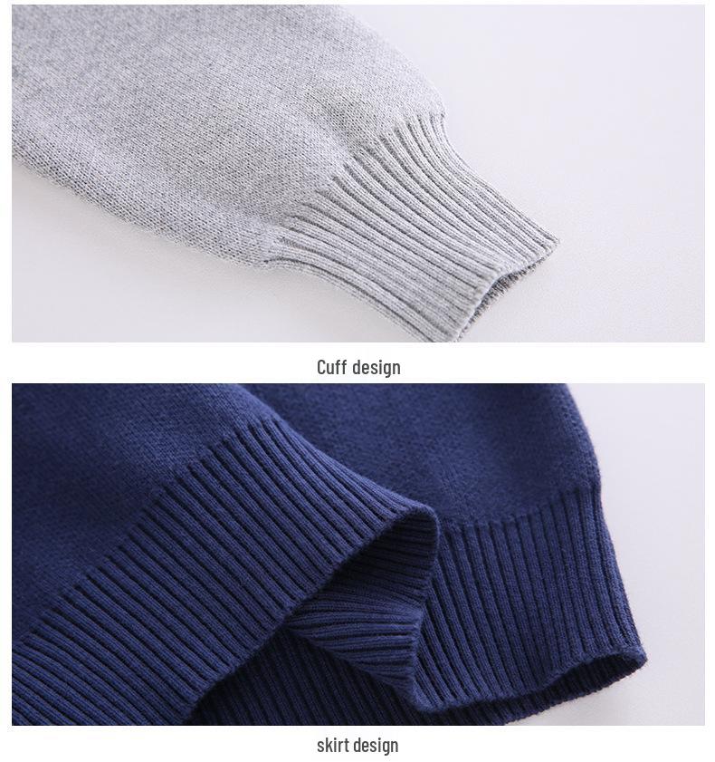 Вязаный свитер для мальчиков на флисовой подкладке: Плотный, Дизайн «Двойка» для Весны/Осени/Зимы