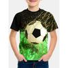 Cool football T-shirt, children's T-shirt, boys' outdoor baby summer outfit, short sleeved 3D football print, girls' T-shirt