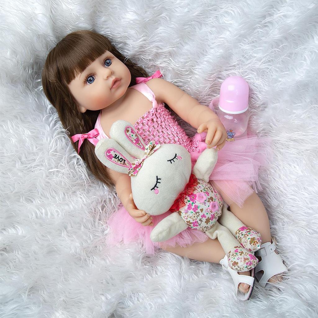 55 см кукла Bebe Reborn для маленьких девочек, розовая принцесса, очень мягкая силиконовая красивая кукла для всего тела, настоящая сенсорная игрушка, подарки