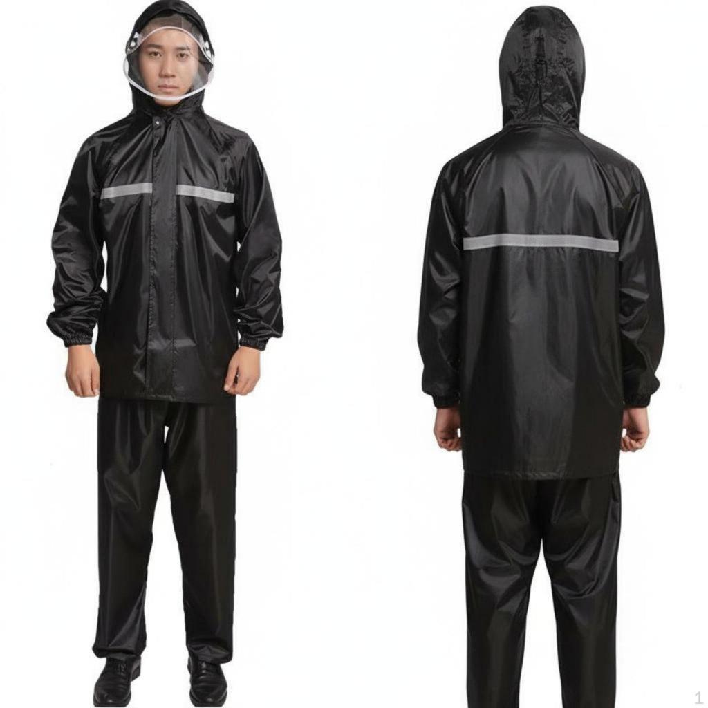 Motorcycle Rain Suit High Visibility 2Piece Windproof Waterproof Jacket and