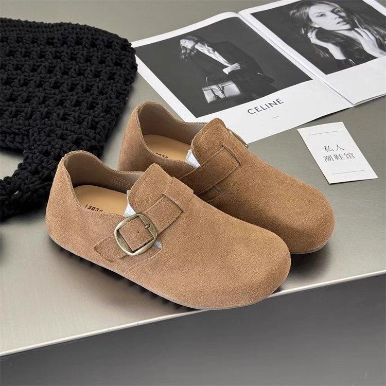 Ретро туфли Бокен на плоской подошве с одной педалью и большой головкой женские всесезонные 2025 весна новые универсальные повседневные туфли для беременных