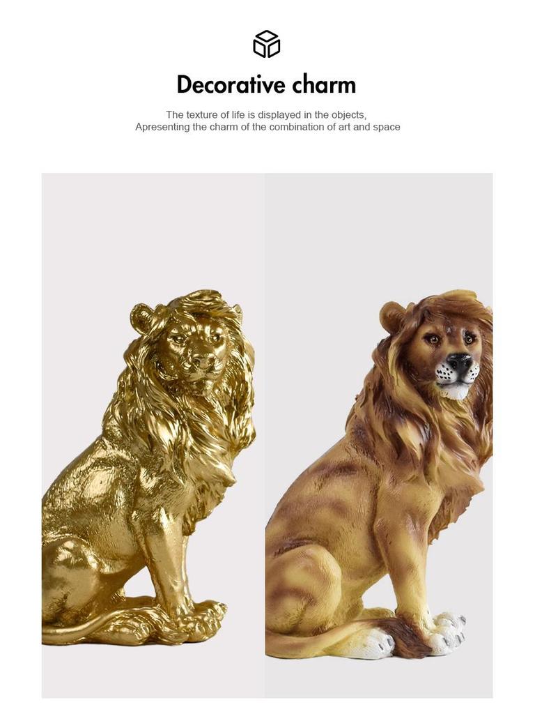 Elegant Male Lion Resin Ornament for Office or Home Decor