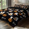 3-piece Halloween themed black cute ghost pattern duvet cover set 1 duvet cover+2 pillowcases coreless