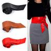 1PC Women Soft Leather Wide Waist Belt Bow for Dress Clothes Accessories