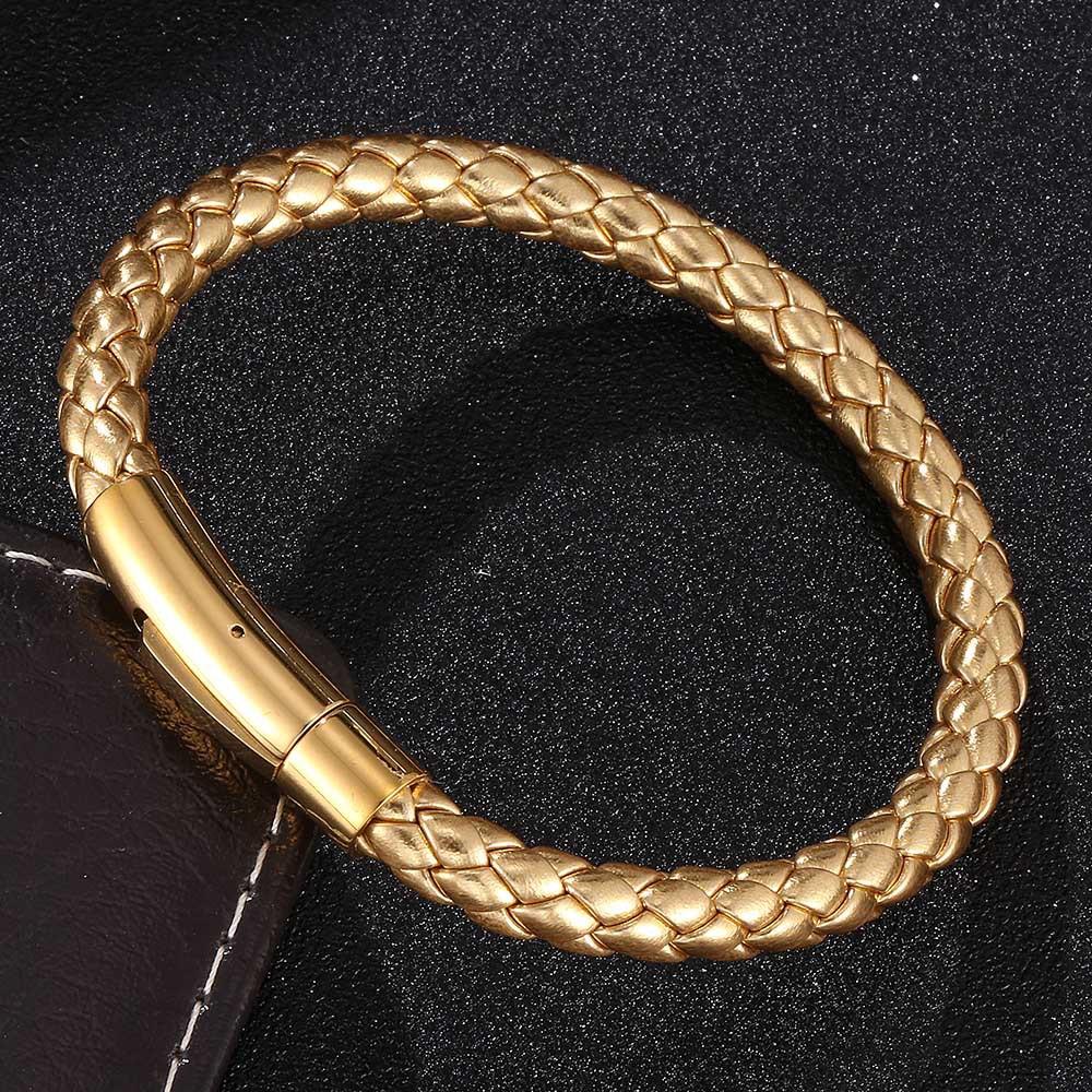 Браслет плетеный из натуральной кожи 6 мм с магнитной застежкой из нержавеющей стали, ручной работы, винтажный, минималистичный, с цирконом, подарок для мужчин и женщин