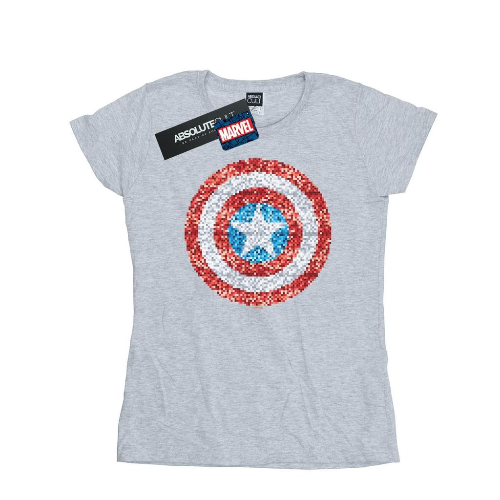 Marvel Womens/Ladies Captain America Pixelated Shield Cotton T-Shirt