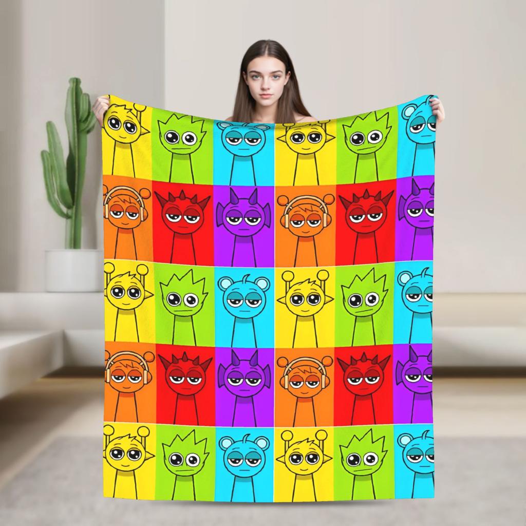 Sprunkis Characters Game Fuzzy Blanket  Funny Throw Blankets for Home 125*100cm Rug Piece