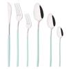 6Pcs White Gold Flatware Cutlery Set Stainless Steel Knife Dessert Fork Spoon Tableware Set Festival Kitchen Dinnerware Gift